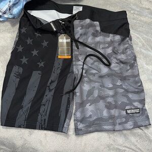 Freedom Men's Black and Gray Board Shorts